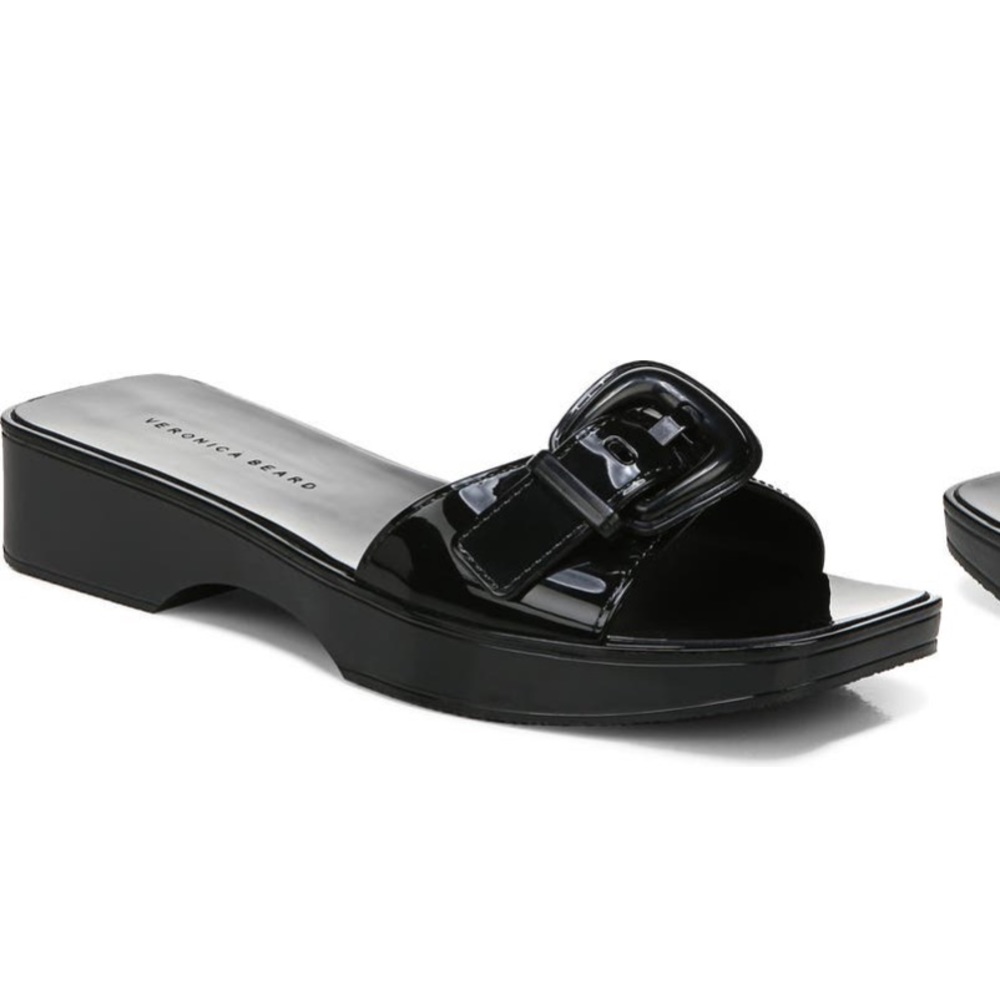 Veronica Beard Black Davina Pantent Slip-ons, black Size 8